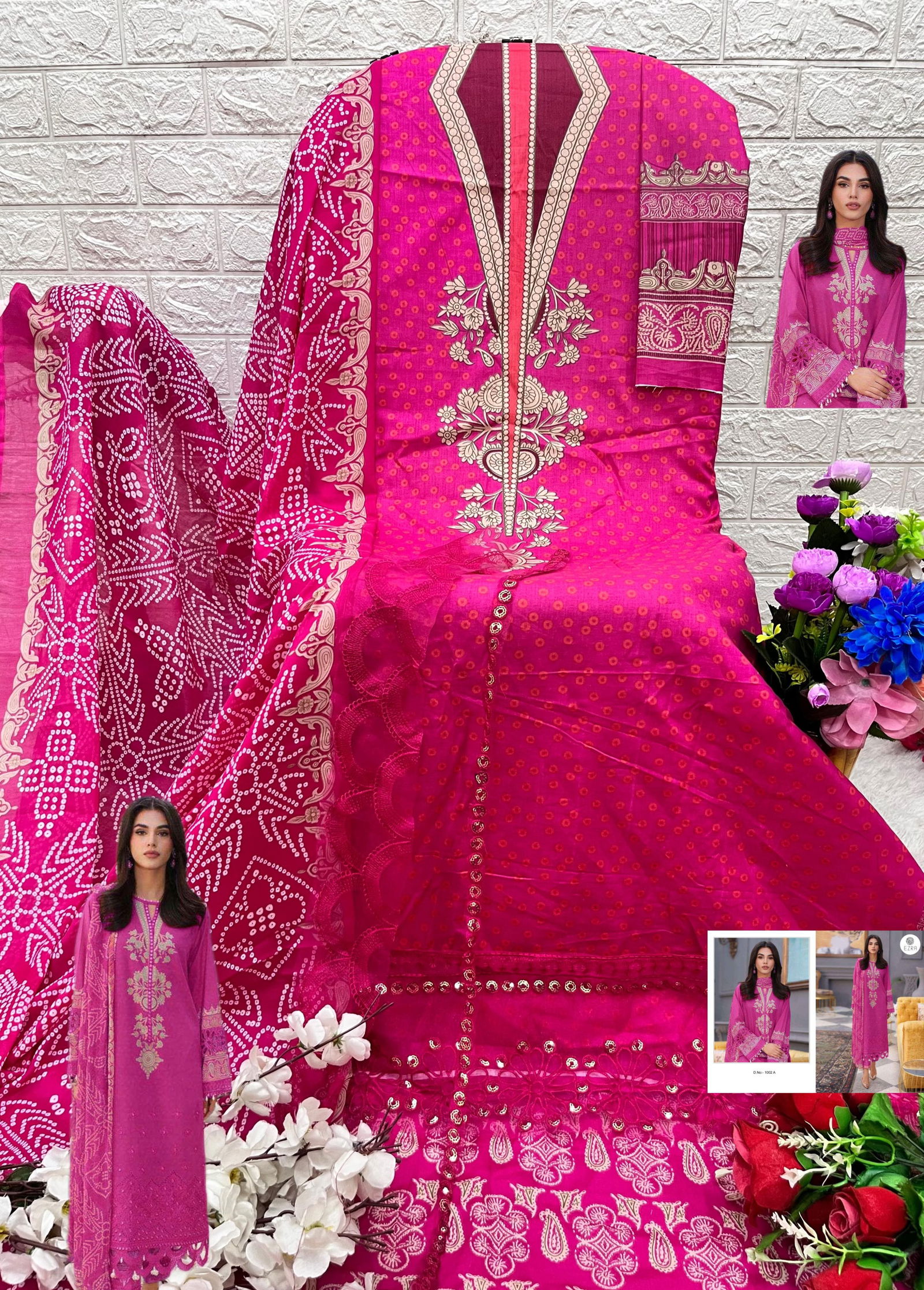 Ezra 1002 AB Cotton Embroidery Pakistani Suits Wholesale Price In Surat